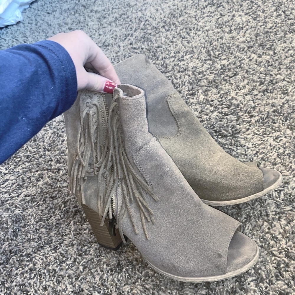 Suede Fringe Booties - Picture 1 of 4